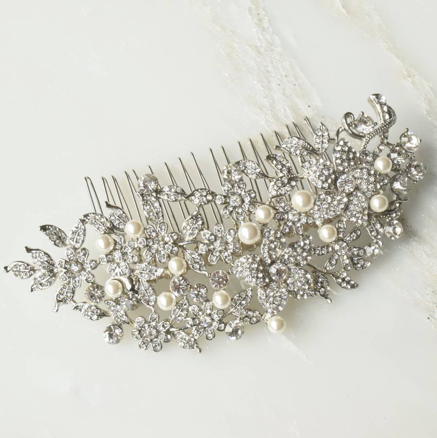 eleanor oversized bridal silver hair comb by yatris ...