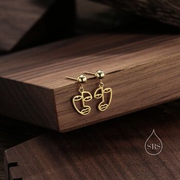 Art Inspired Asymmetric Face Drop Stud Earrings, 2 of 11