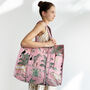 Jungle Print Large Quilted Cotton Tote Bag In Pink, thumbnail 2 of 7