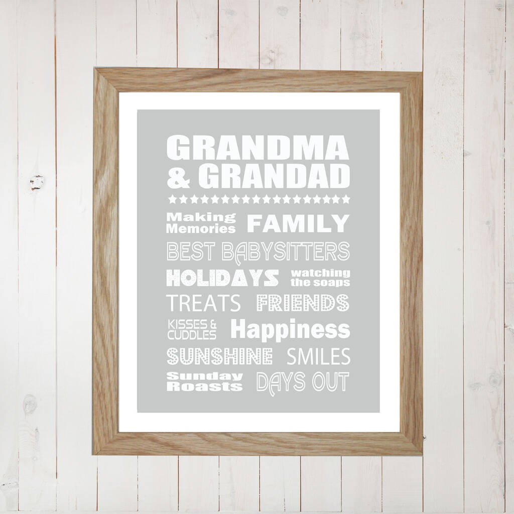 Personalised Grandma And Grandad Print By Tillybob And Me