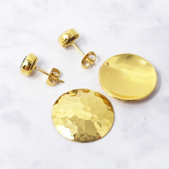 Peridot August Birthstone Stud Gold Plated Earrings, 2 of 7