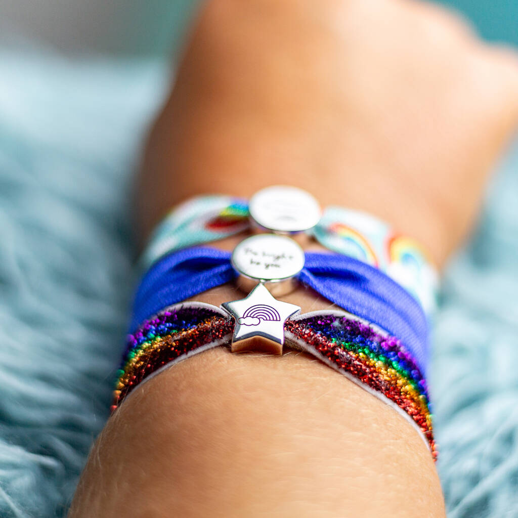 Girls Personalised Rainbow Stretch Bead Bracelet, 1 of 9