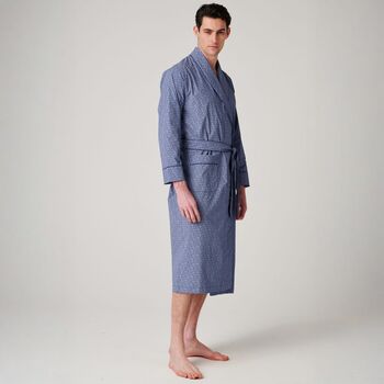 Men's 'Navy Paisley' Crisp Cotton Robe, 3 of 5