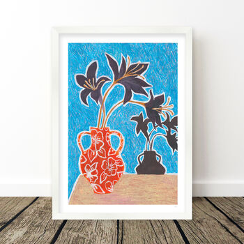 Still Life Print Of A Vase Of Lilies, 6 of 9