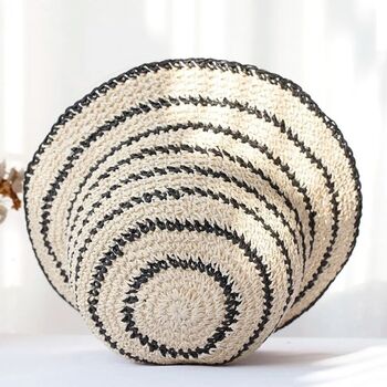 Monaco Cream Black Ombré Stripe Straw Beach Hat, 3 of 4