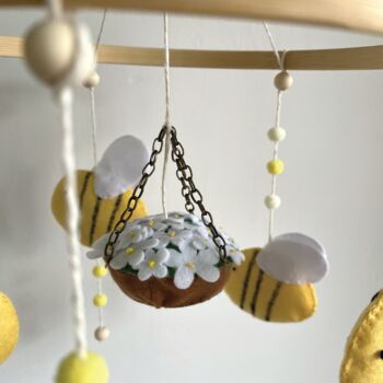 Handmade Bee Themed Baby Crib Mobile, 3 of 4