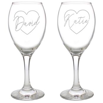Personalised Heart Name Wine Glass Set, 4 of 4