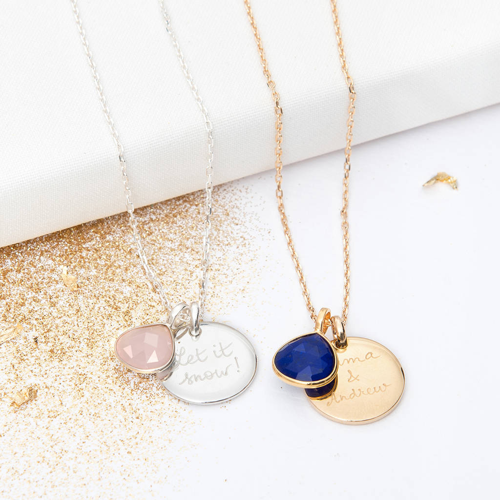 personalised gemstone necklace by merci maman