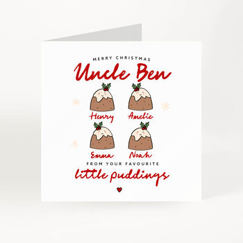 Personalised Christmas Card For Uncle Little Pudding Design, 4 of 7