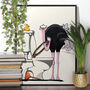 Ostrich On The Toilet. Funny Animal Bathroom Poster, thumbnail 1 of 5