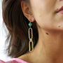 Malachite And Gold Chain Earrings, thumbnail 1 of 5