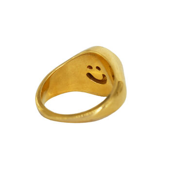18k Gold Vermeil Or Silver Smiling Inside Signet Ring, 4 of 10