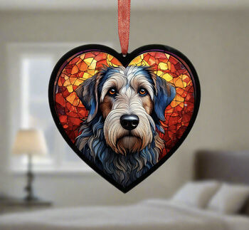 Scottish Deerhound Stained Glass Effect Heart Suncatcher, 4 of 5
