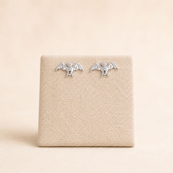 Sterling Silver Bat Stud Earrings, 4 of 7