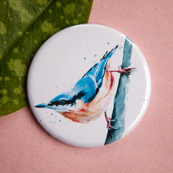 Inky Nuthatch Compact Pocket Mirror, 3 of 5
