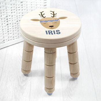 Personalised Cute Deer Kids Wooden Stool, 2 of 6