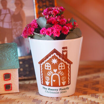 Personalised Gingerbread House Plant Pot / Christmas Home Gift, 2 of 3