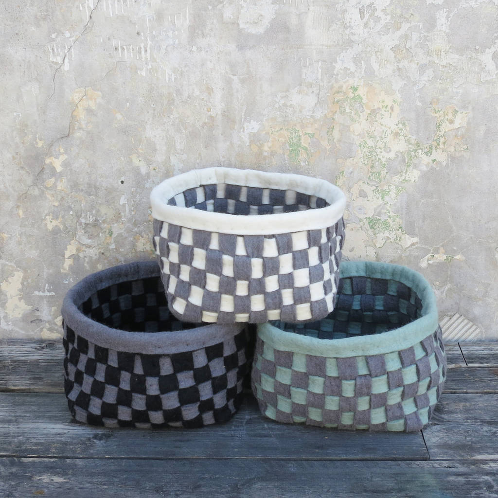 Fair Trade Handmade Eco Felt Woven Storage Basket By AURA QUE