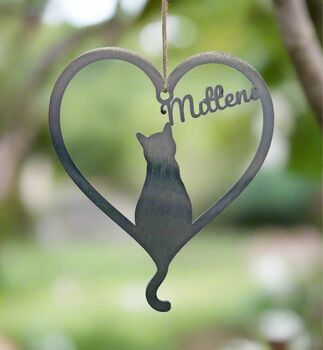Personalised Cat Silhouette Steel Heart, 5 of 5