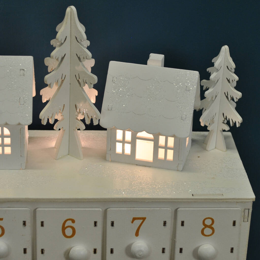 LED White Alpine Village Advent Calendar By Garden Selections
