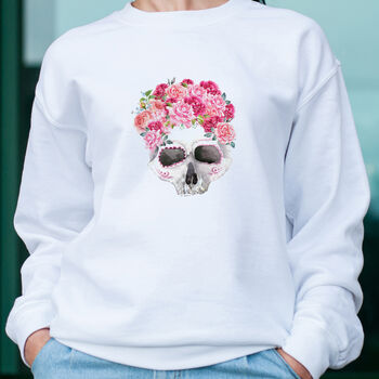 Flower Skull Print Sweatshirt, 4 of 5
