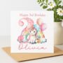 Personalised Unicorn Birthday Card, Age One To Five Birthday Card, thumbnail 3 of 5