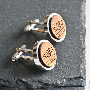 Personalised Wood Cufflinks – Wedding Or Anniversary Gift, 4 of 6