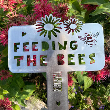'Feeding The Bees' Metal Garden Sign, 2 of 8