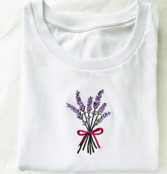 Embroidered Lavender Bouquet Tshirt, 2 of 2