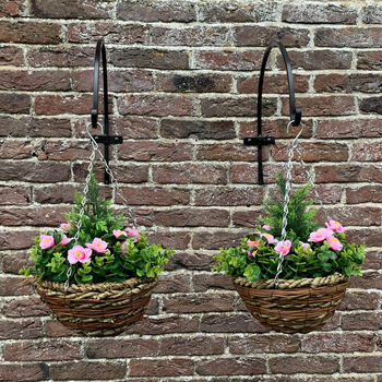Set Of Two Artificial Azalea Topiary Hanging Baskets, 3 of 4