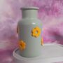 Hand Decorated Mini Daisy Vase Sage Green And Yellow, thumbnail 2 of 2