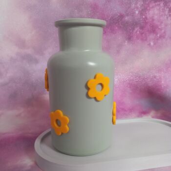 Hand Decorated Mini Daisy Vase Sage Green And Yellow, 2 of 2