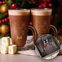 Christmas Couple In The Snow Pair Of Glass Hot Chocolate Coffee Latte Mugs, thumbnail 1 of 8