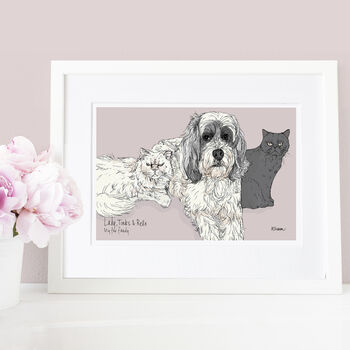 Personalised Pet Dog Portrait Of Three Dogs, 3 of 9