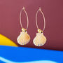 Gold Plated Shell Drop Earrings, thumbnail 1 of 2