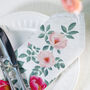 Luxury Linen Like Floral Napkins Rose Garden Natural, thumbnail 1 of 7