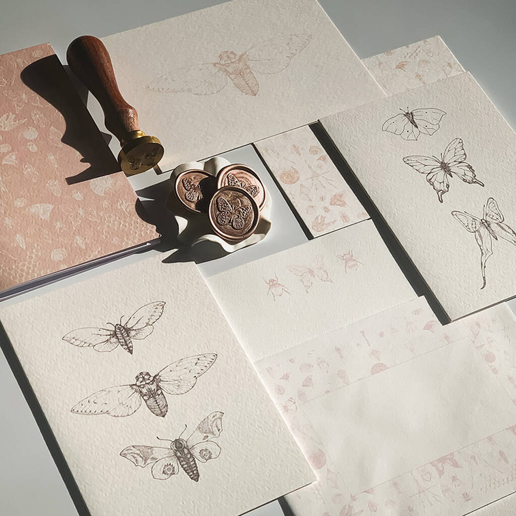 Tissue Wrapped Darwin Stationery Set By Sleepy Bee Studio