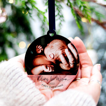 Baby's First Christmas Personalised Photo Ornament 2022, 8 of 9