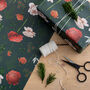 Botanical Christmas Wrapping Paper Navy Berry Roses, thumbnail 1 of 2