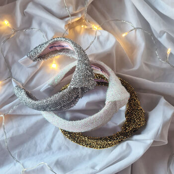 Silver Tinsel Sparkle Knot Headband, 5 of 5