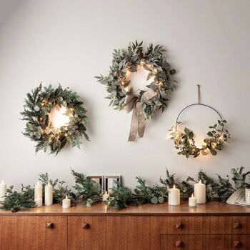 Eucalyptus Christmas Half Wreath Micro Light Bundle, 3 of 5