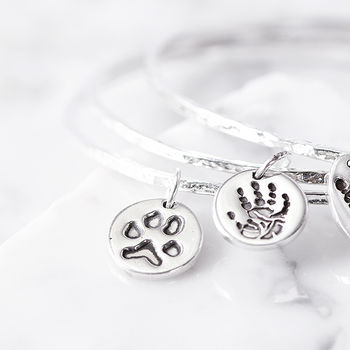 Silver Bangle With Personalised Pet Paw Charm, 2 of 5