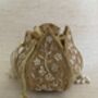 Gold Handcrafted Raw Silk Potli Bag/Wrist Bag, thumbnail 2 of 8
