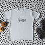 Personalised Underlined Script Toddler Name T Shirt, thumbnail 1 of 11