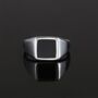 Gold Plated Square Signet Onyx Ring Polished Steel Ring, thumbnail 12 of 12