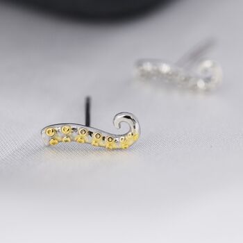 Octopus Tentacle Stud Earrings In Sterling Silver, 4 of 12