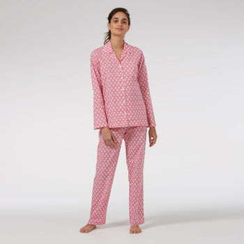 Cotton Pyjamas In Pink Solero Print, 2 of 5