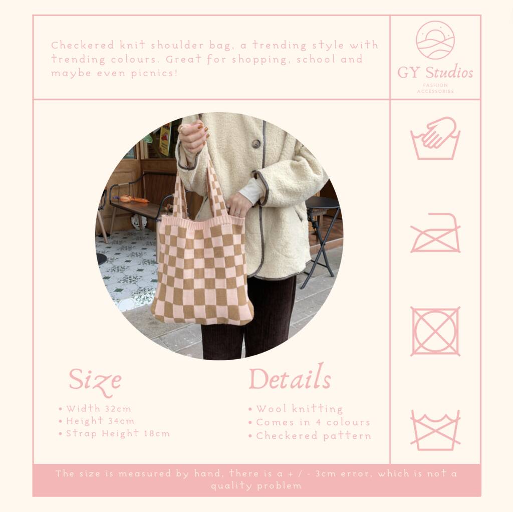 Knitted Checkered Tote Bag By GY Studios