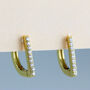 Sterling Silver Crystal Bar Huggie Hoop Earrings, thumbnail 3 of 7