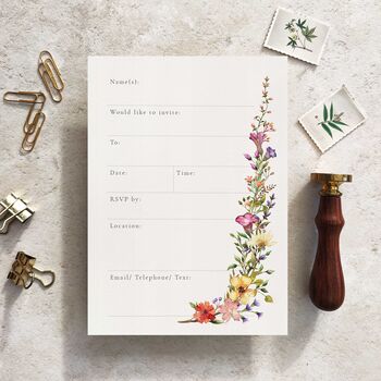 Delicate Flowers Ready To Write Invitations, 3 of 10